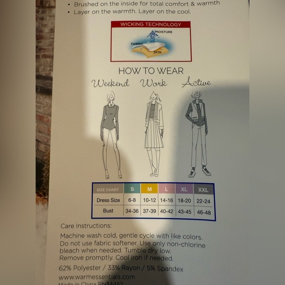 NWT cuddle Duds Women's Long Sleeve crew. Warm essentials size S and size M. - Picture 5 of 5